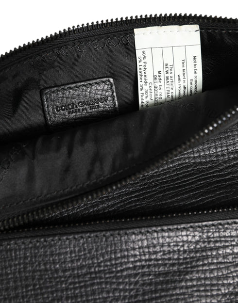 Dolce & Gabbana Black Palmellato Leather Logo Plaque Shoulder Borse Bag